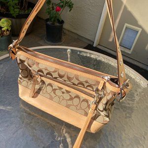 Coach C Print Canvas and Leather Bag